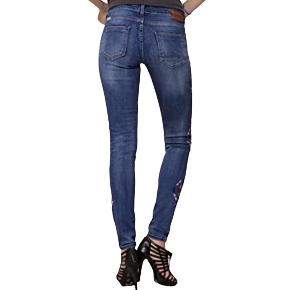 Maison Scotch Amsterdams Blauw La Parisienne Navajo Embroidered Jeans (27/32) - Picture 2 of 13